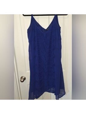 Want and Need Blue Spaghetti Strap Dress Large